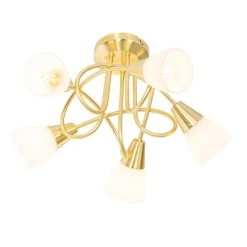 Klassieke plafondlamp goud met opaal glas 5-lichts - Inez