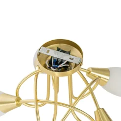 Klassieke plafondlamp goud met opaal glas 5-lichts - Inez