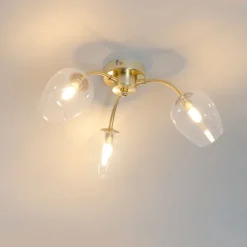Klassieke plafondlamp goud met glas 3-lichts - Elien