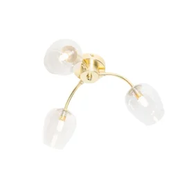 Klassieke plafondlamp goud met glas 3-lichts - Elien