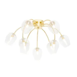 Klassieke plafondlamp goud met glas 9-lichts - Elien