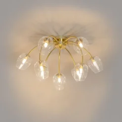 Klassieke plafondlamp goud met glas 9-lichts - Elien