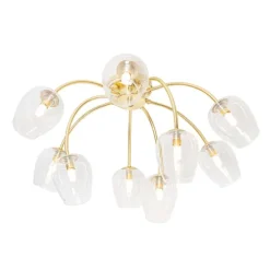 Klassieke plafondlamp goud met glas 9-lichts - Elien