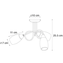 Klassieke plafondlamp staal 3-lichts - Fortress