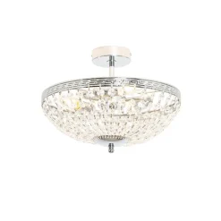 Klassieke plafondlamp staal met kristal 3-lichts - Mondrian