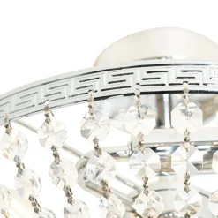 Klassieke plafondlamp staal met kristal 3-lichts - Mondrian