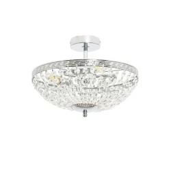 Klassieke plafondlamp staal met kristal 3-lichts - Mondrian