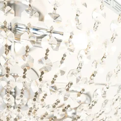 Klassieke plafondlamp staal met kristal 3-lichts - Mondrian