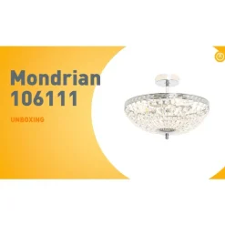 Klassieke plafondlamp staal met kristal 3-lichts - Mondrian