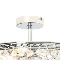 Klassieke plafondlamp staal met kristal 3-lichts - Mondrian