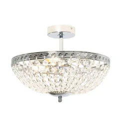 Klassieke plafondlamp staal met kristal 3-lichts - Mondrian