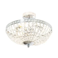 Klassieke plafondlamp staal met kristal 3-lichts - Mondrian