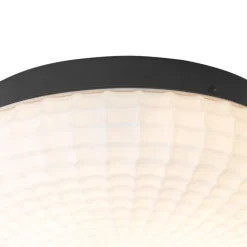 Klassieke plafondlamp zwart met opaal glas 30 cm IP44 - Nohmi