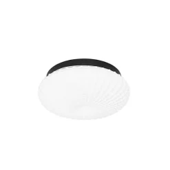 Klassieke plafondlamp zwart met opaal glas 30 cm IP44 - Nohmi