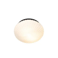 Klassieke plafondlamp zwart met opaal glas 30 cm IP44 - Nohmi