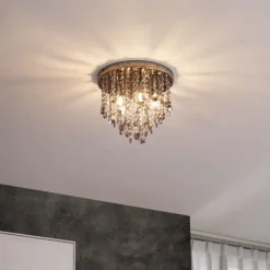 Klassieke plafondlamp zwart met smoke glas - Medusa