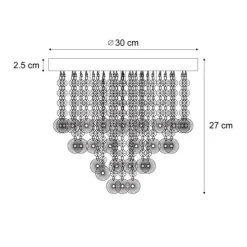 Klassieke plafondlamp zwart met smoke glas - Medusa
