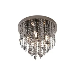 Klassieke plafondlamp zwart met smoke glas - Medusa