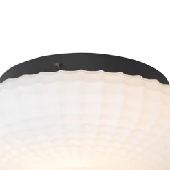 Klassieke plafondlamp zwart met opaal glas 23 cm IP44 - Nohmi