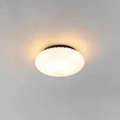 Klassieke plafondlamp zwart met opaal glas 23 cm IP44 - Nohmi