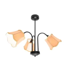 Klassieke plafondlamp zwart met lampenkap goud 3-lichts - Nona