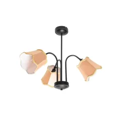 Klassieke plafondlamp zwart met lampenkap goud 3-lichts - Nona