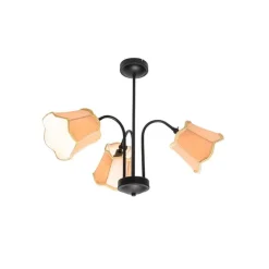 Klassieke plafondlamp zwart met lampenkap goud 3-lichts - Nona