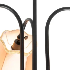 Klassieke plafondlamp zwart met lampenkap goud 3-lichts - Nona