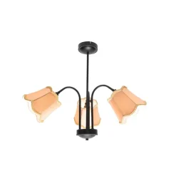 Klassieke plafondlamp zwart met lampenkap goud 3-lichts - Nona