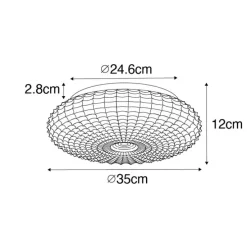 Klassieke plafondlamp zwart met opaal glas 35 cm IP44 - Nohmi