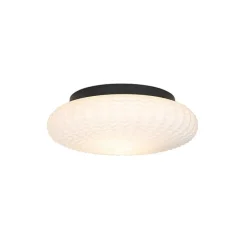 Klassieke plafondlamp zwart met opaal glas 35 cm IP44 - Nohmi