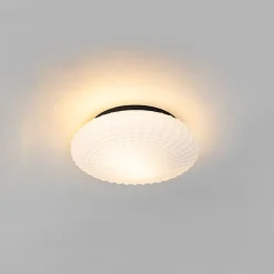 Klassieke plafondlamp zwart met opaal glas 35 cm IP44 - Nohmi
