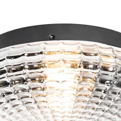 Klassieke plafondlamp zwart met smoke glas 30 cm IP44 - Nohmi