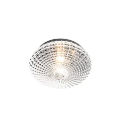 Klassieke plafondlamp zwart met smoke glas 30 cm IP44 - Nohmi