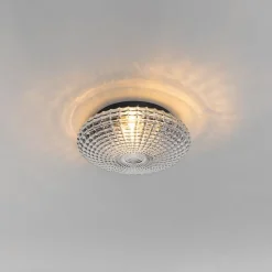 Klassieke plafondlamp zwart met smoke glas 23 cm IP44 - Nohmi