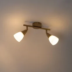 Klassieke plafondspot goud met mat glas 2-lichts - Madi