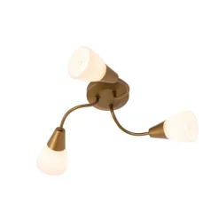 Klassieke plafondspot goud met mat glas rond 3-lichts - Madi