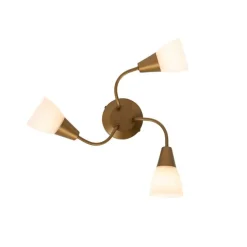 Klassieke plafondspot goud met mat glas rond 3-lichts - Madi