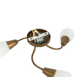 Klassieke plafondspot goud met mat glas rond 3-lichts - Madi