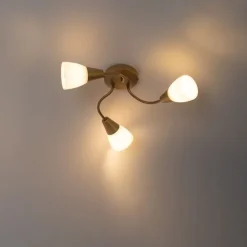 Klassieke plafondspot goud met mat glas rond 3-lichts - Madi