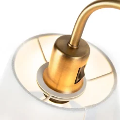 Klassieke tafellamp brons met witte kap - Ashley
