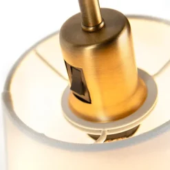 Klassieke tafellamp brons met witte kap - Ashley