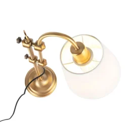 Klassieke tafellamp brons met witte kap - Ashley