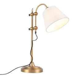 Klassieke tafellamp brons met witte kap - Ashley