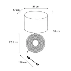 Klassieke tafellamp grijs met staal - Ollo