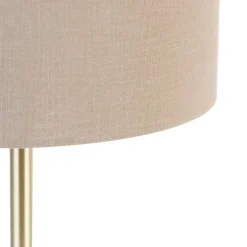 Klassieke tafellamp messing met kap lichtbruin 35 cm - Simplo
