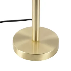 Klassieke tafellamp messing met kap lichtbruin 35 cm - Simplo