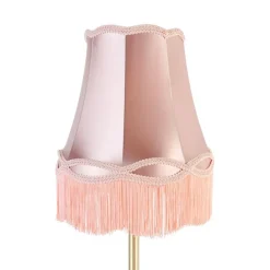 Klassieke tafellamp messing met granny kap roze 30 cm - Simplo