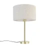 Klassieke tafellamp messing met kap lichtgrijs 35 cm - Simplo