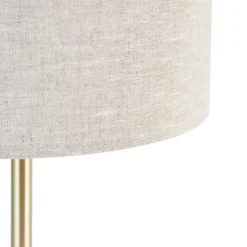 Klassieke tafellamp messing met kap lichtgrijs 35 cm - Simplo